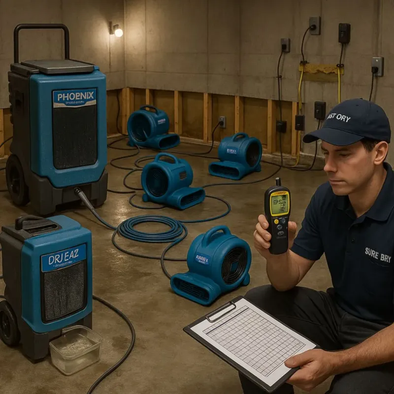 Structural Drying and Dehumidification process in North Aurora, IL